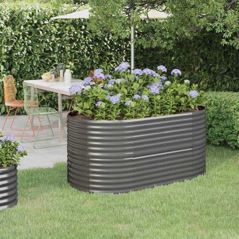 vidaXL Raised Garden Bed Raised Flower Bed Galvanized Steel Outdoor Planter - 59.8"x31.5"x26.8" - Gray
