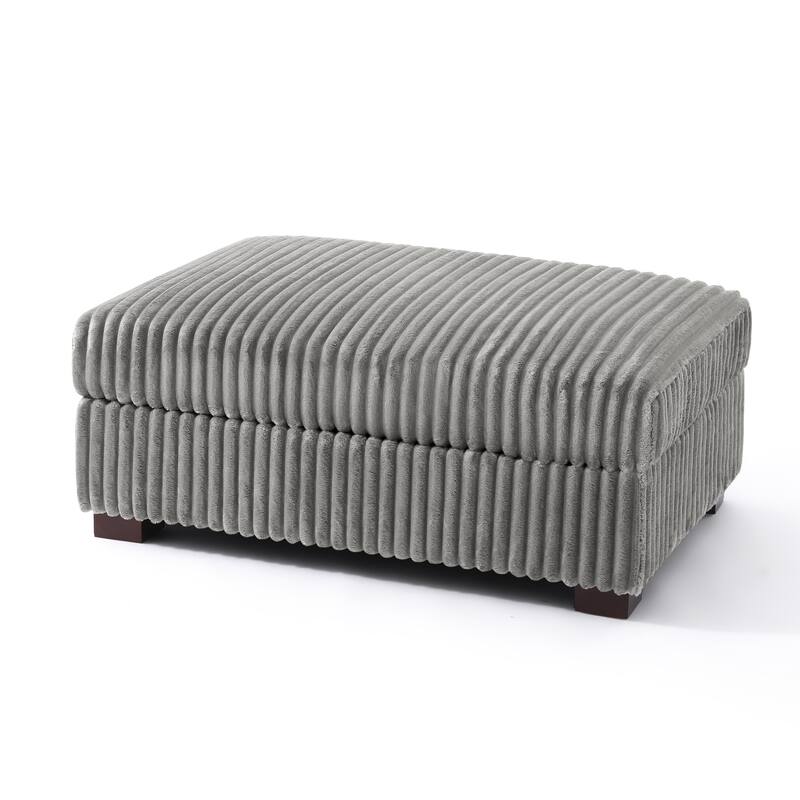 41" W Plush Corduroy Upholstered Rectangular Ottoman