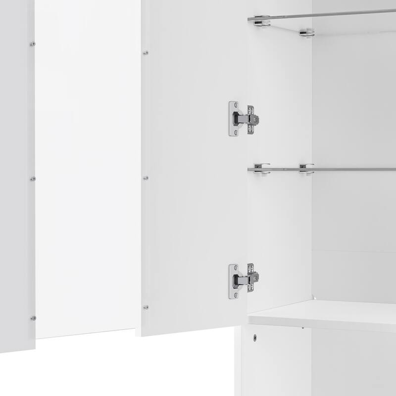 High Gloss Storage Cabinet with LED Lights and Acrylic Door, Tall Pantry Display Cabinet - 21.6" W × 13.7" D × 66.9" H