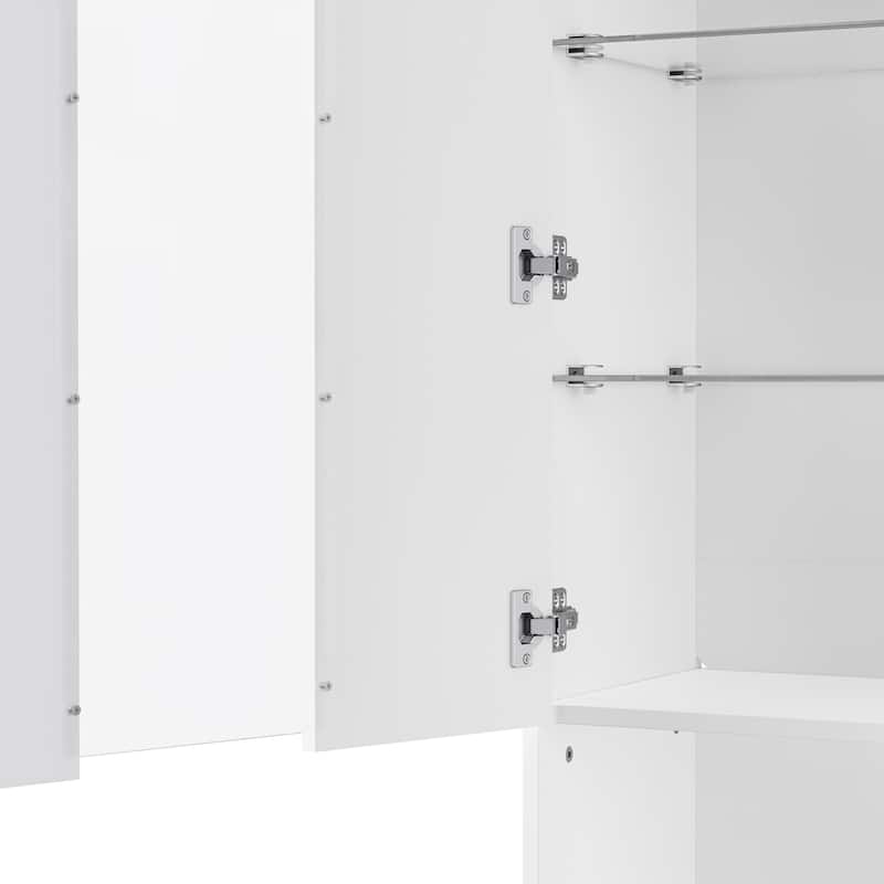 Roomfitters 67" Tall High Gloss Storage Cabinet, Modern Display with Acrylic Door and Tempered Glass Shelves
