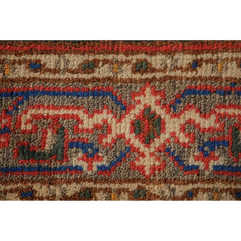 Blue Geometric Heriz Serapi Indian Foyer Rug Handmade Wool Carpet - 3'0"x 5'0"