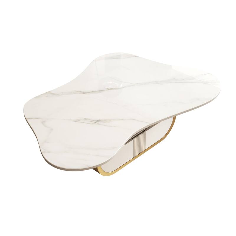 Modern Minimalism Butterfly Coffee Table with Sintered Stone Top, Storage Shelves, Drawers and Base, for Living Room