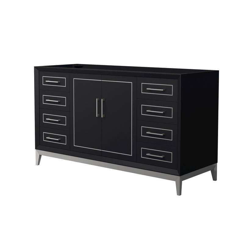 Wyndham Collection WCH515160S-CXSXX-MXX Marlena 60" Single Free - Black / Brushed Nickel Hardware