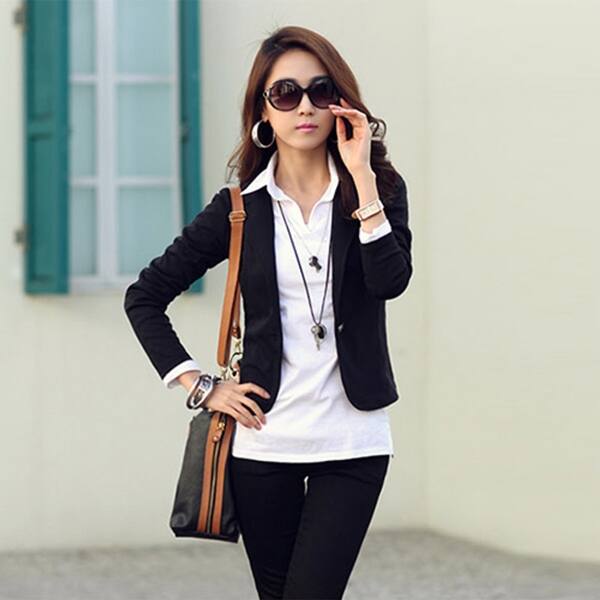 Shop Women Korean Style Casual Slim Short Blazer Suit Jacket Coat Outwear Blouse Top Overstock 31155320