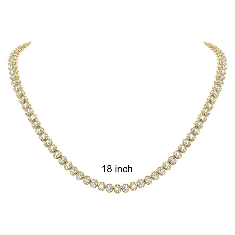 Marquee 10 Carat TW Oval Shape Lab Grown Diamond Bezel Set Necklace in 14K Yellow Gold