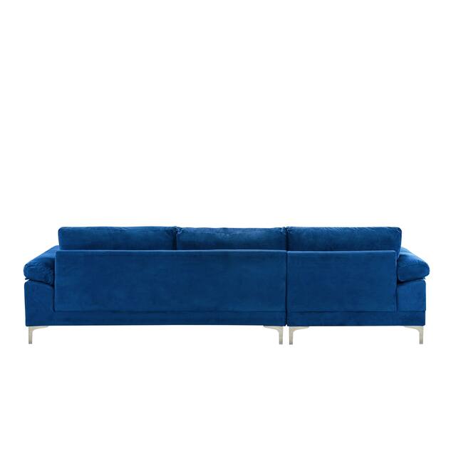 Velvet Upholstered L-Shape Sectional Sofa