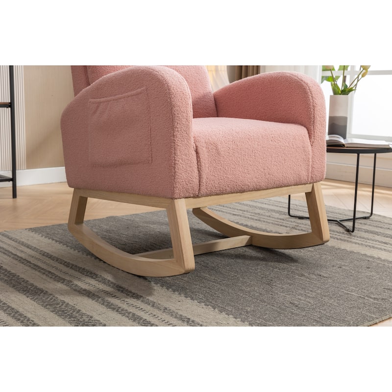 Teddy Fabric Rocking Chair with Right Pocket