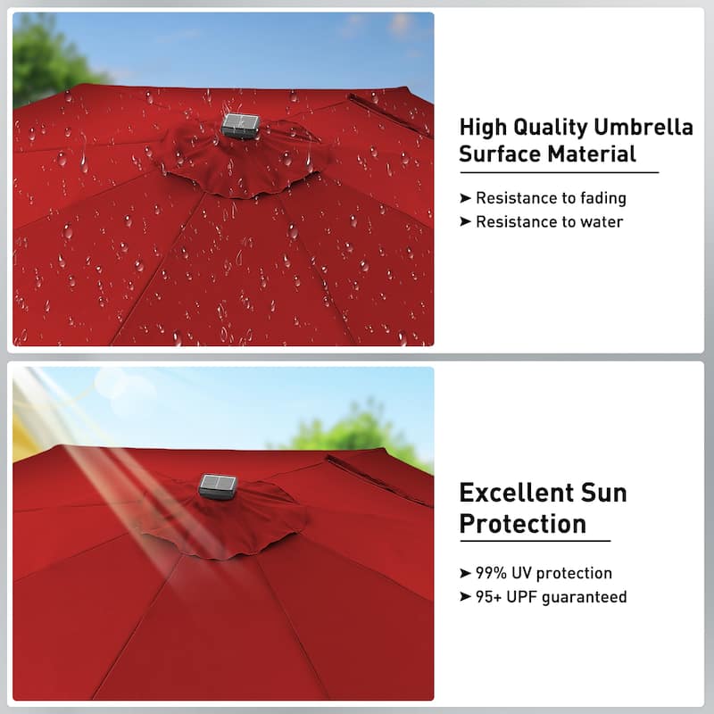 Autlaycil 10ft Solar LED lights Outdoor Patio Umbrella With Base