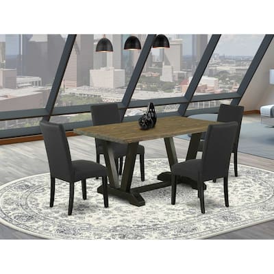5-Piece Natural Oak Finish Solid Wood Top Dining table with 4 Chairs with