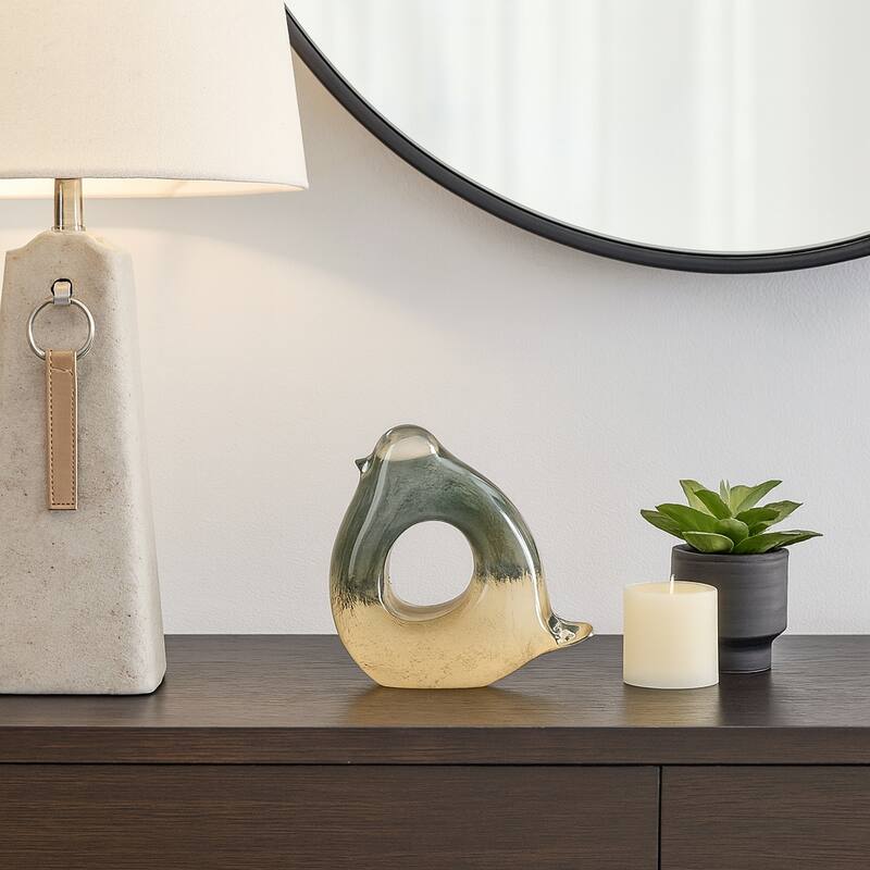 Artistic Glass Bird Statue with Hollow Center - Green - 5.0"