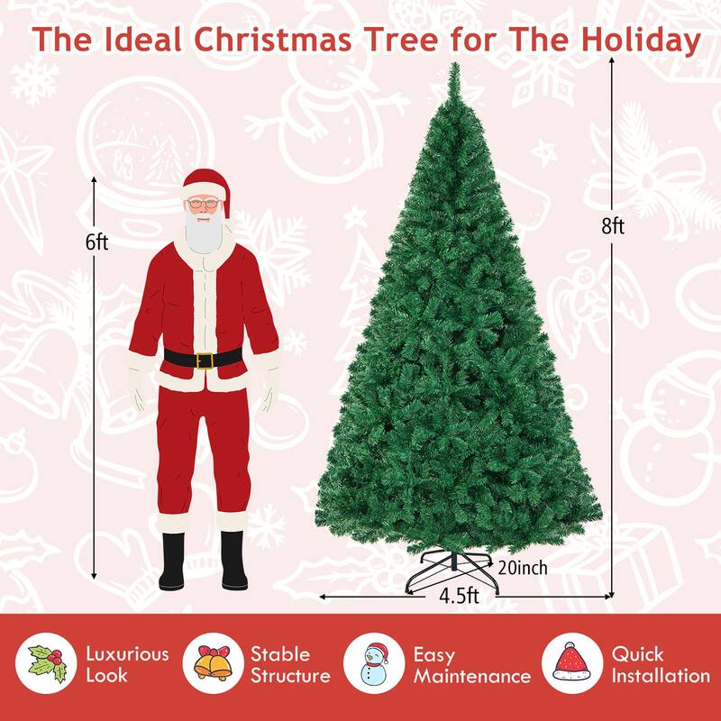 Gymax 8' Green Holiday Season Artificial PVC Christmas Tree Indoor