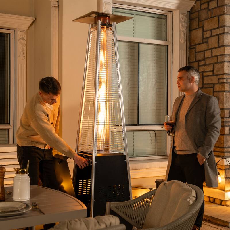 Outdoor 48,000 BTU Pyramid Propane Gas Patio Heater with Wheels