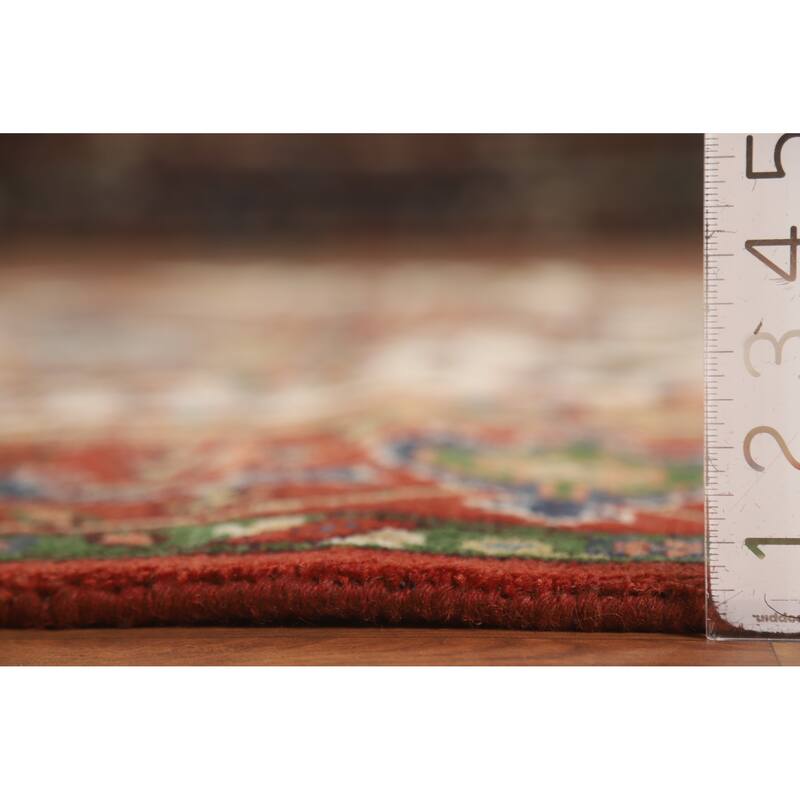 Hand Knotted Oriental 100% Wool Carpet Traditional Medallion Beige & Ivories Heriz (serapi) Area Rug - 11' 9'' X 8' 6''