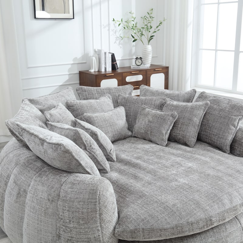 Comfortable Oversized Double Loaf High Back Round Sofa Bed with Armrests