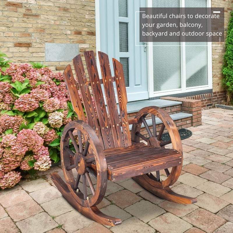 Karlhome Wagon Wheel Wood Adirondack Rocking Chair On Sale Bed Bath Beyond 36854748
