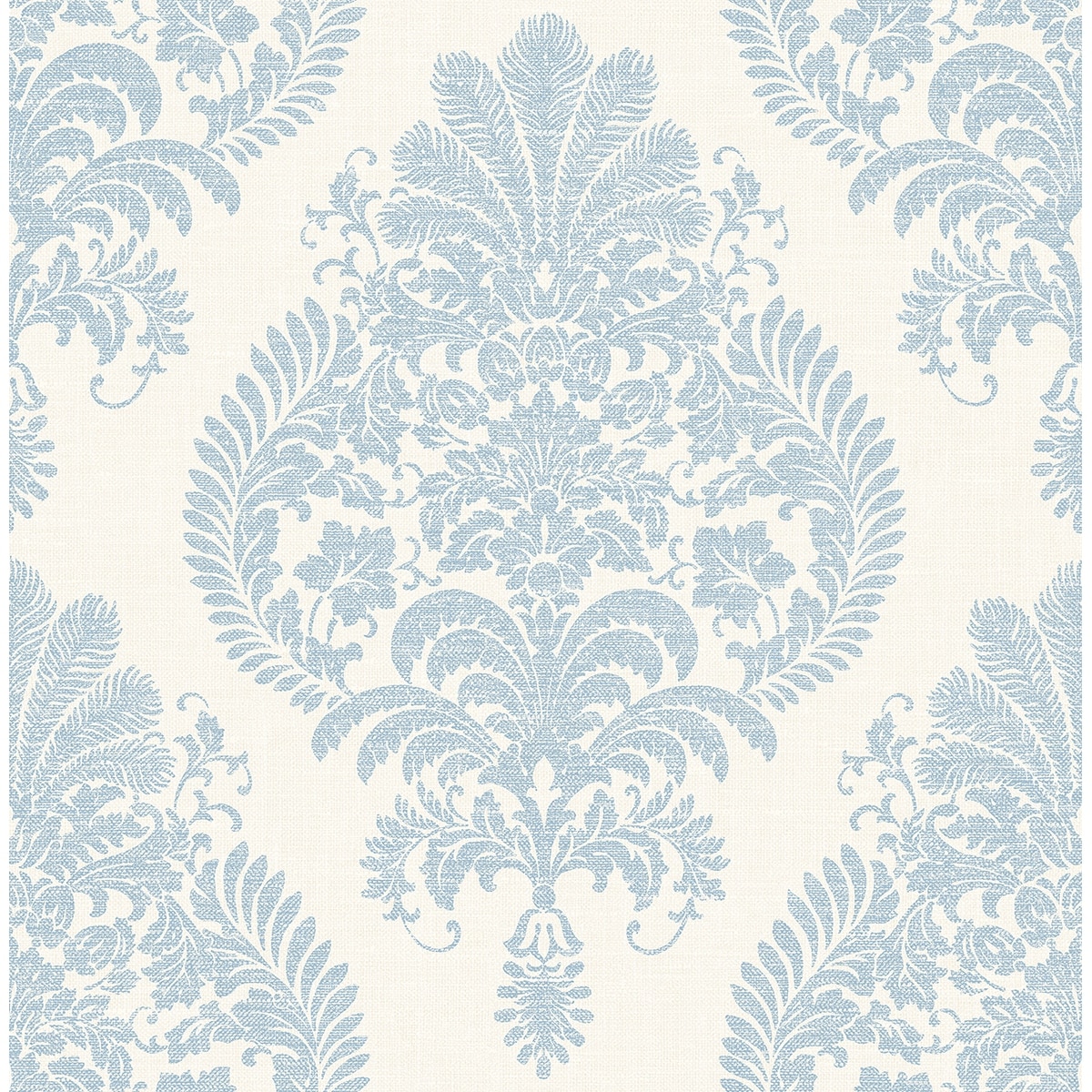 Lillian August Linen Check Blue Frost & Bone White Wallpaper