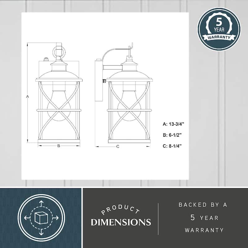 Adams 1 Light Dusk to Dawn Outdoor Wall Lantern Clear Glass