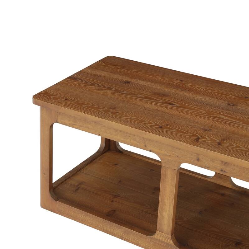 47.24" Solid Wood Coffee Table with Storage Shelf