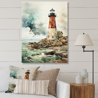 Designart "Vintage Lighthouses Guiding Light V" Lighthouses Wall Art ...