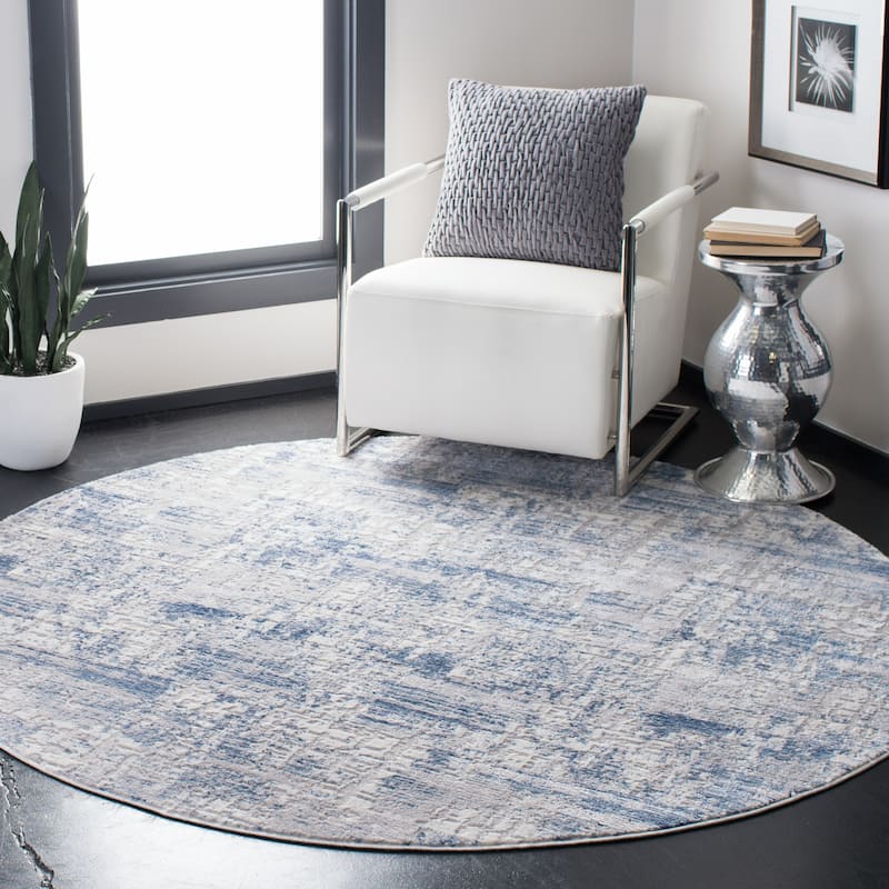 SAFAVIEH Amelia Marjolene Modern Abstract Rug - 3' Round - Blue/Grey