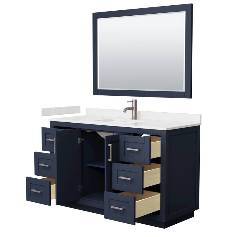 Miranda Single Vanity Set, Cultured Marble Top, 46-Inch Mirror