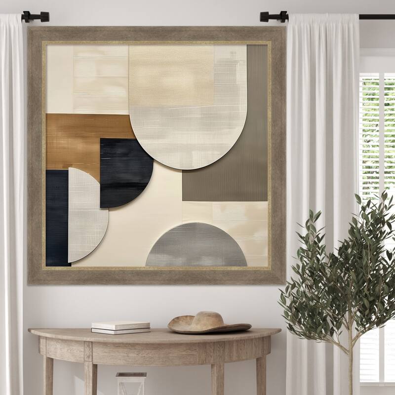 Tan Shaped in Layers by Tradelink inhouse artist Wood Framed Wall Art Print - Driftwood Tan