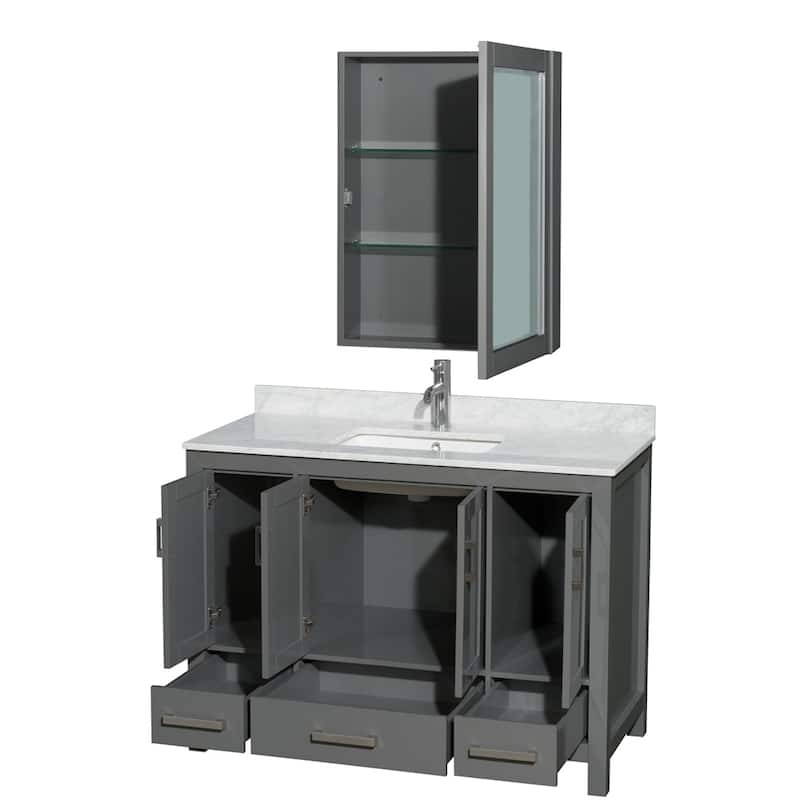Wyndham Collection Sheffield Single Vanity Set, Medicine Cabinet
