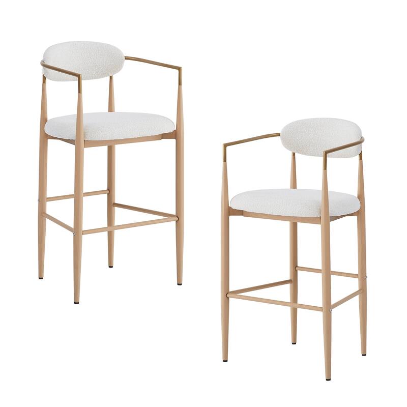 Barstools Set of 2, Counter Height Upholstered Bar Stools with Back for Kitchen Island