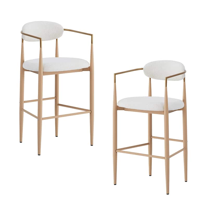 Roomfitters Upholstered Barstool Set of 2, Counter Height Seating with Backs and Iron Legs