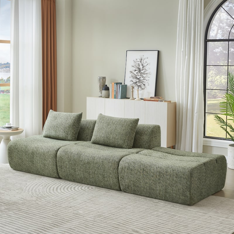 Oversized 3 Seater Compressed Sofa with Chenille Fabric, No Assembly, Space-Saving for Living Room, Apartment
