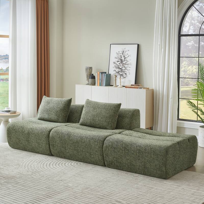Roomfitters Modular 3 Seater Sofa, Oversized Chenille Upholstered Couch, Modern Space-Saving Sectional