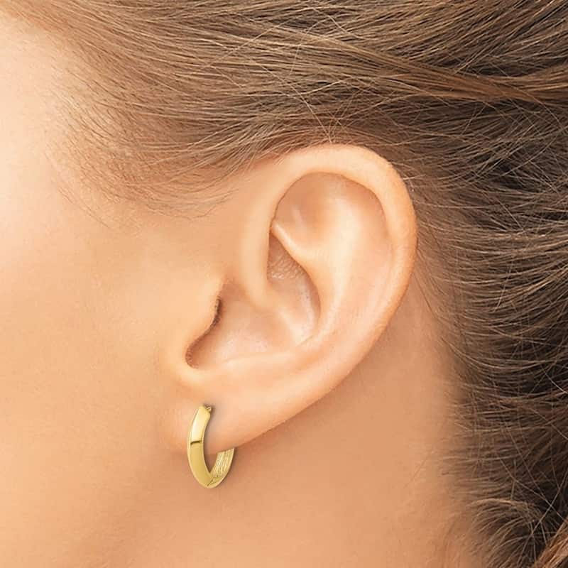 Curata 14k Yellow Gold Polished Hinged Earrings - 14.18x14.87mm