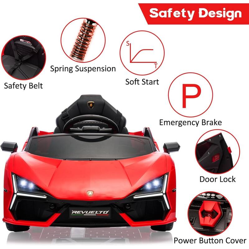 12V Kids Ride On Car, Licensed Lamborghini Revuelto Electric Car for Kids