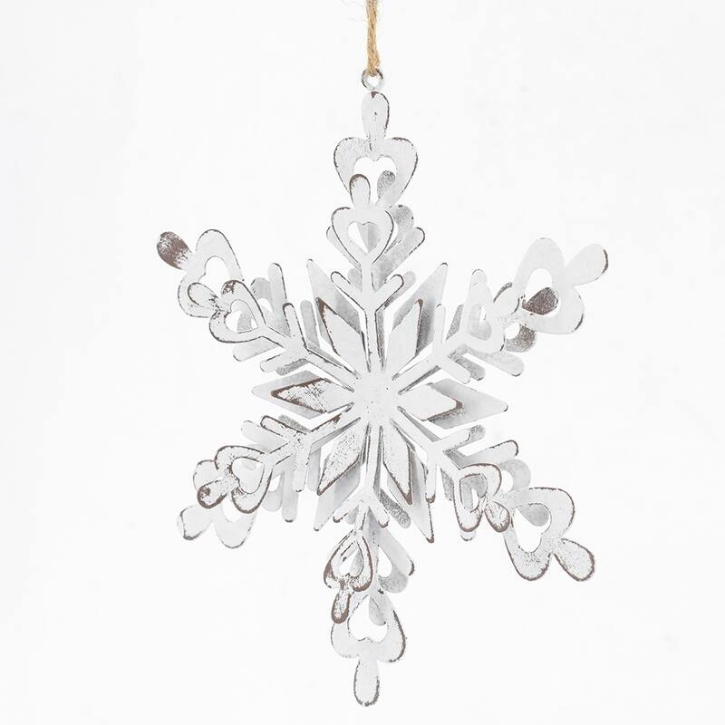 6.3x1.8x6.7" Iron Snowflake Hanger, Decorative Hanging Ball Christmas Tree Ornaments for Holiday Party Decorations, Set of 6