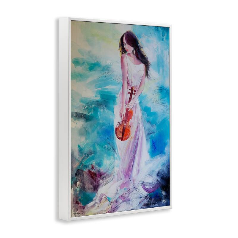 Stupell Elegant Woman with Violin Framed Giclee Art Design By Lucille Lee