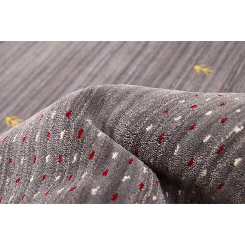 ECARPETGALLERY Hand Loomed Kashkuli Gabbeh Dark Grey Wool Rug - 4'10 x 6'11