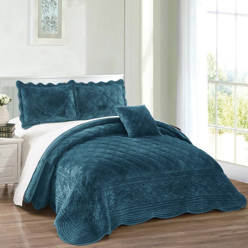 Serenta Supersoft Microplush Quilted 4 Pieces Bedspread Coverlet Set