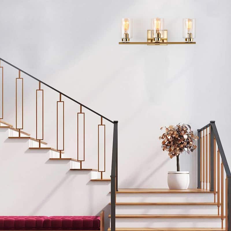 22.83 in. 3-Light Modern Wall Sconce Bathroom Vanity Light with Glass Shade