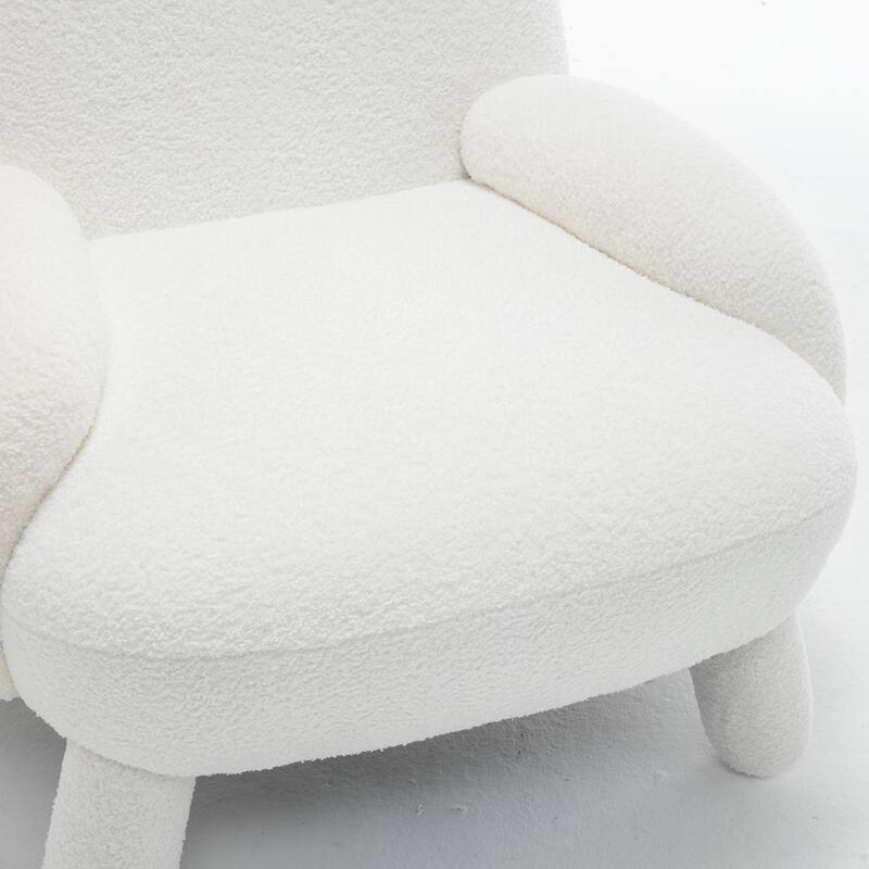 SEYNAR Modern Faux Sherpa Upolstered High Back Armless Accent Chair