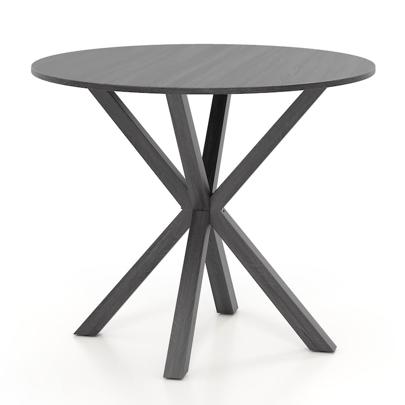 36 Inch Wood Dining Table with Intersecting Pedestal Base for 2-4 People-Brown - Black