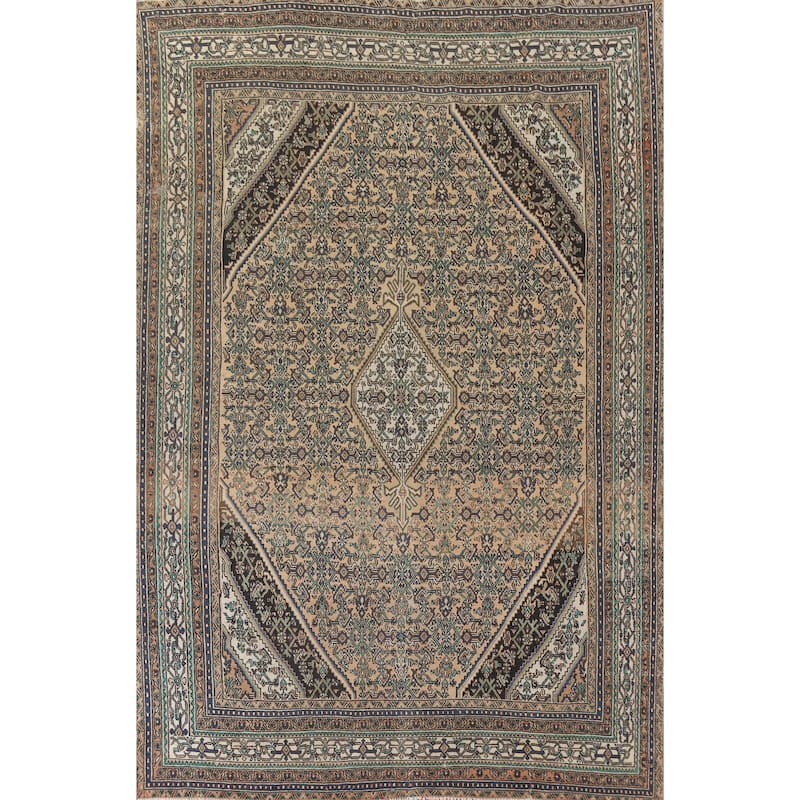 Hand Knotted Oriental 100% Wool Carpet Traditional Medallion Peach Hamedan Area Rug - 12' 11'' X 10' 0''