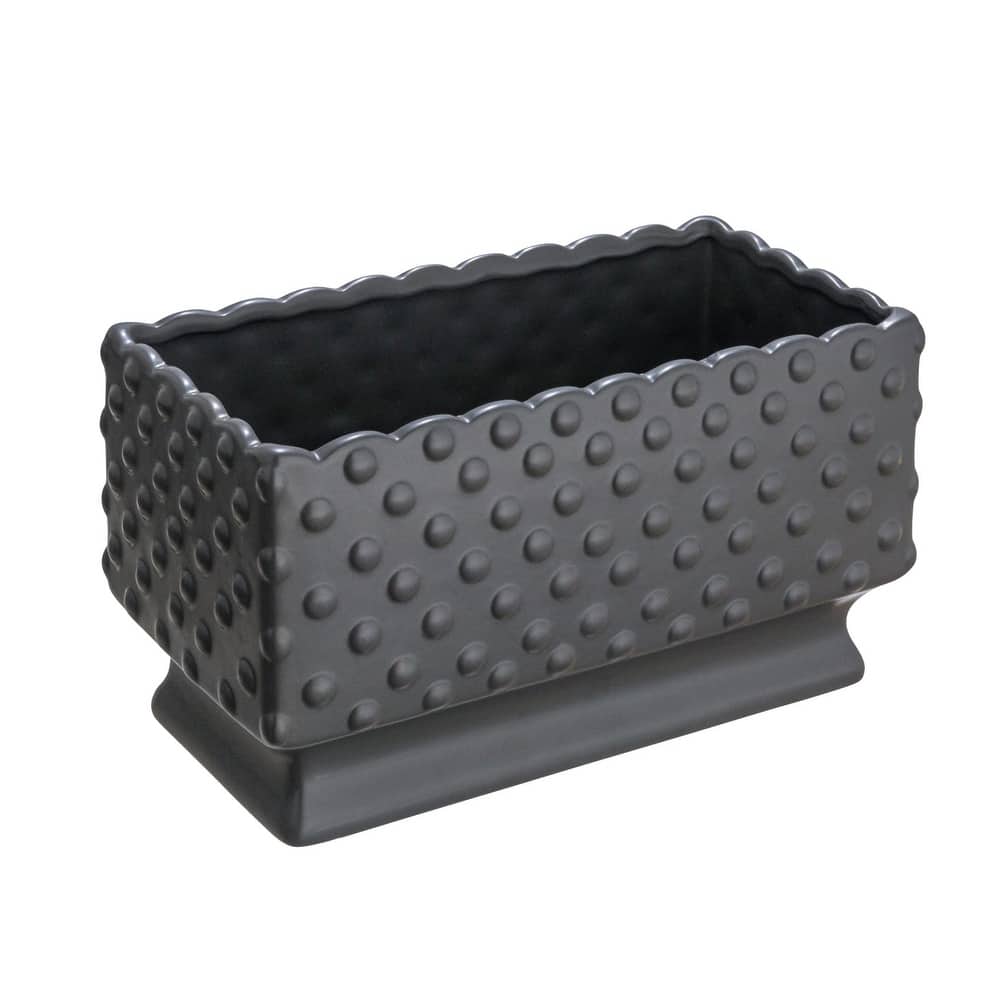 Ceramic Hobnail Planter with Scalloped Edge - 11.3"L x 5.8"W x 6.0"H