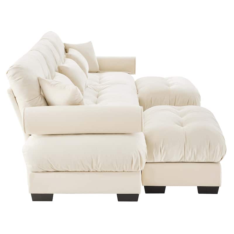 U-Shape 3 Deep Seat Modular Sofa Couch with 2 Movable Ottomans
