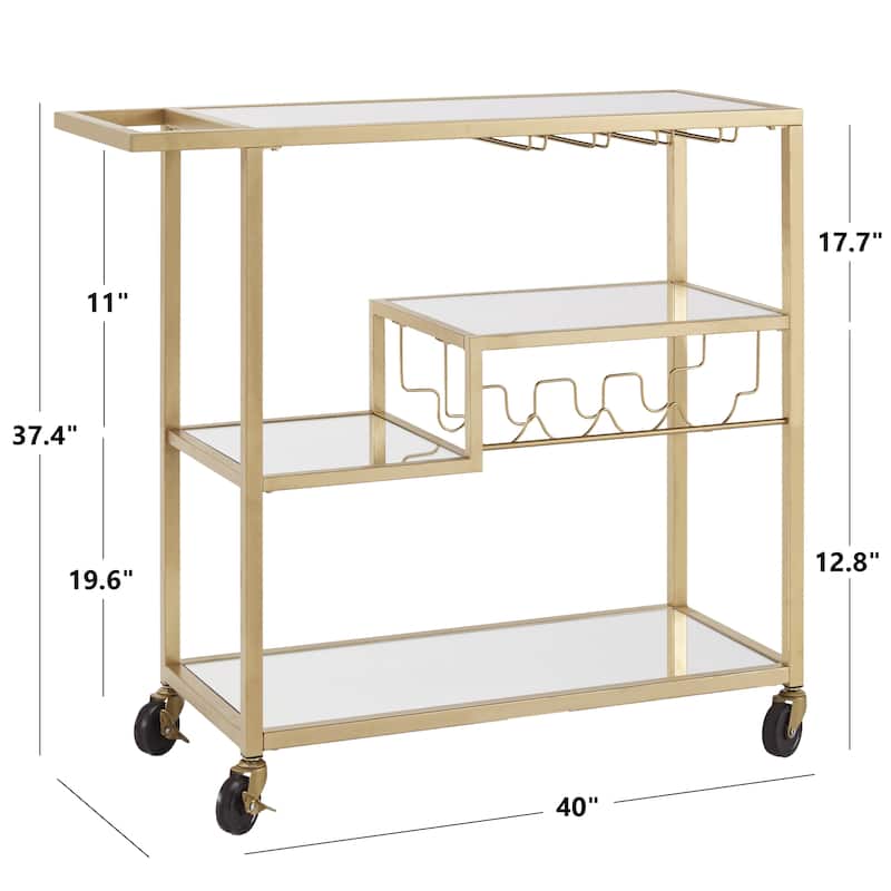 Metropolitan Mirrored Glass Top Metal Bar Cart by iNSPIRE Q Bold