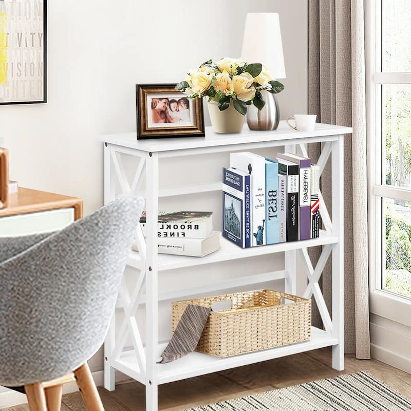 3-Tier Wooden Open Shelf Bookcase - 31" x 12.5" x34" (L x W x H)
