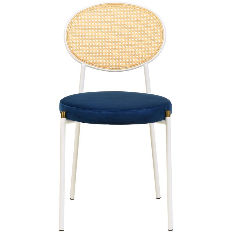 Leisuremod Euston Modern Dining Chair Upholstered Velvet or Leather Seat Wicker Back Accent Chair for Home Living Room & Kitchen