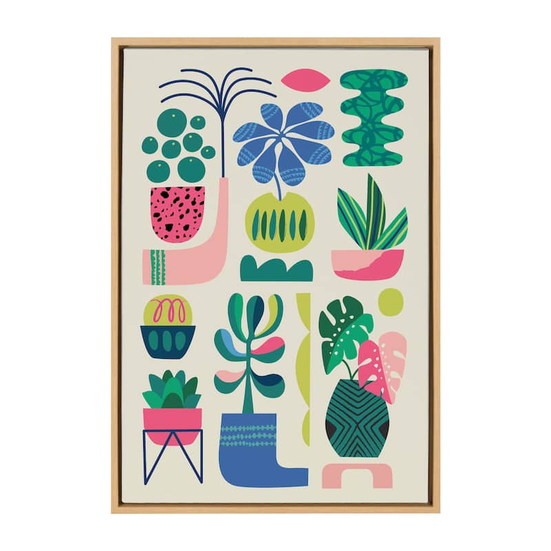 Kate and Laurel Sylvie Houseplants Framed Canvas by Rachel Lee