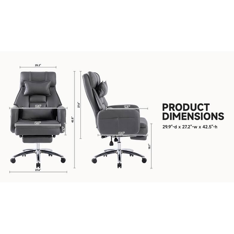 Swivel Ergonomic Office Chair, High Back with Lumbar Support Headrest, Sedentary Comfortable Boss Chair, 155°Reclining Chair
