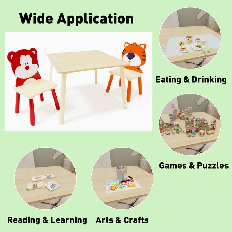 Kids Table and 2 Chairs Set, 3 Pieces Toddler Table and Chair Set