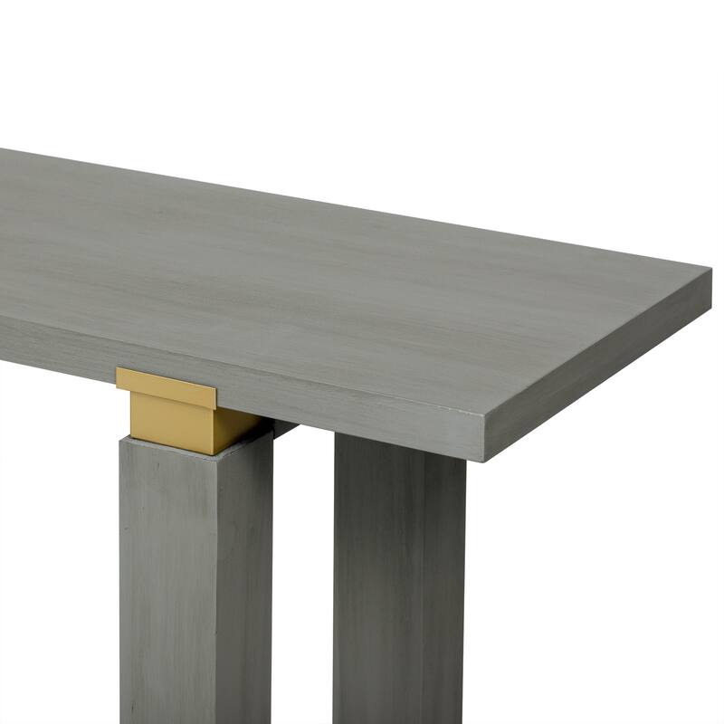 Modern Minimalist Console Table, Wooden Entryway Side Table with Metal Accents, Sofa Table with Built-in Storage Shelf